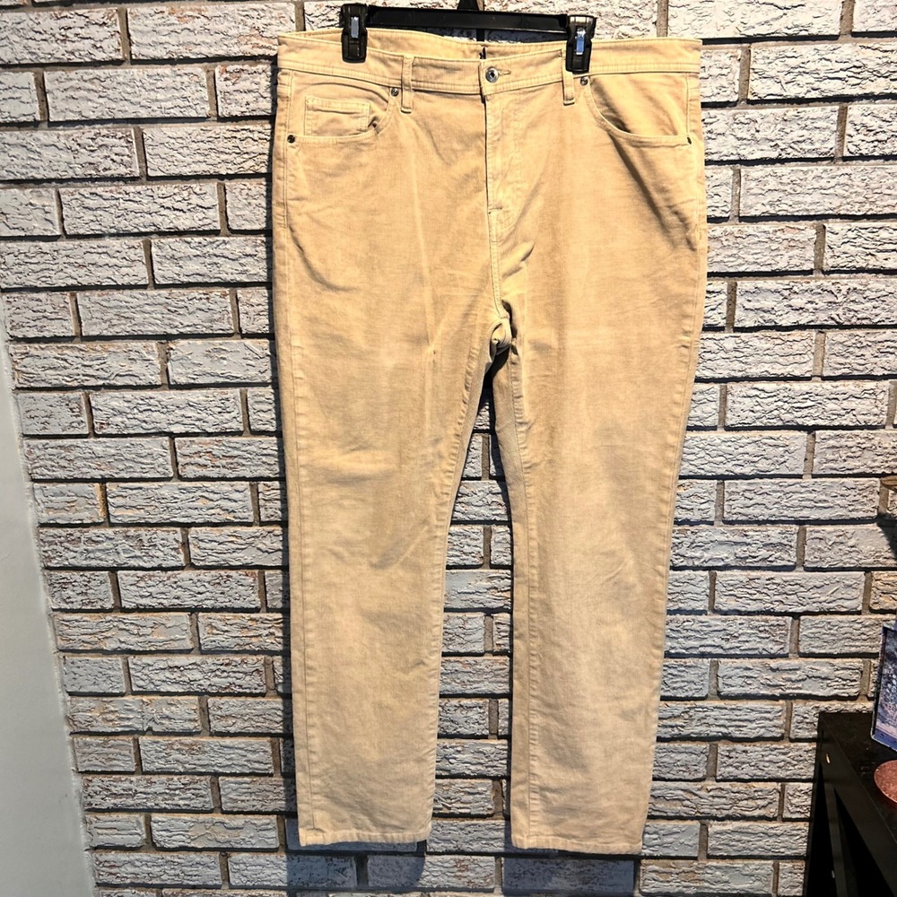 Johnnie-O Mens Tan Khaki Corduroy Straight Leg Five Pocket Pants RN 121627